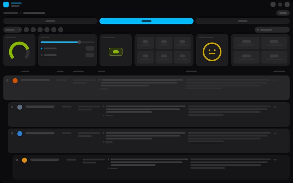 Linecept Agentic Management dashboard with metrics and timelines